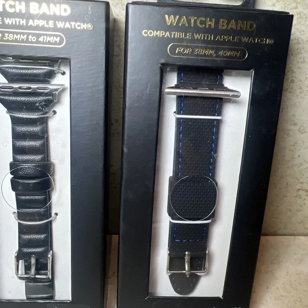New! Lot‎ Of 3 Watch Bands For Apple Watch (38mm To 41mm) Black Silver Clasp NIB